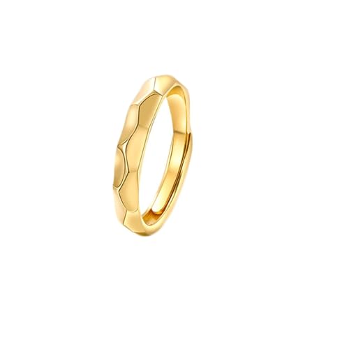 Goldring Damen 750 Echtgold, Frauen 18K Gelbgold Polierter Versprechens-Ehering mit geometrischem Muster (Größe Anpassen) von Mesnt
