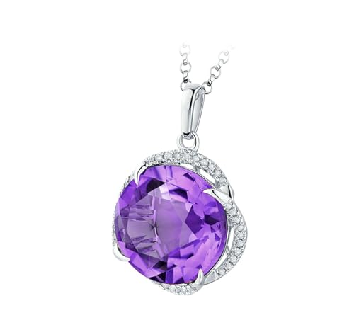 Halskette mit Anhänger Damen, 14K Weißgold Halskette für Damen with Amethyst 5ct von Mesnt