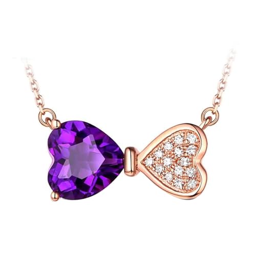 Halsketten Anhänger Damen, 18K Rotgold Collier für Frauen with Amethyst 1.3ct und Im Labor hergestellter Diamant Halsketten Anhänger Damen, 18K Rotgold Collier für Frauen with Amethyst 1.3ct und Im Labor hergestellter Diamant von Mesnt