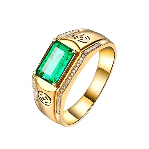 Herren Goldring 925, Ring mit 1ct Rechteck-Labor Schuf Smaragd Größe 68 (21.6) von Mesnt