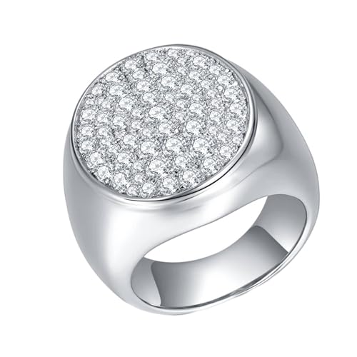 Herren Ringe Silber, Männer 925er Silber Rund mit luxuriösem Moissanit-Ring (Größe Anpassen) von Mesnt