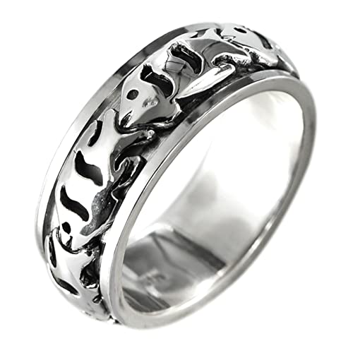 Hochzeit Ringe, 925 Sterling Silber Kleiner Fisch Spinnring Ringe für Männer FrauenSilber, Größe 62 (19.7) von Mesnt