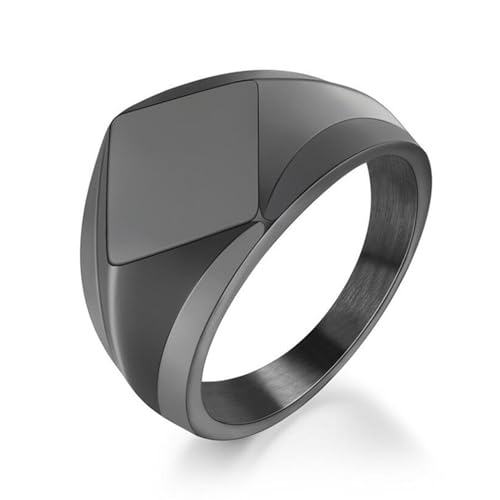 Hochzeit Ringe, Edelstahl Geometrischer Rhombus Glatter Mode Ring 18MM für Herren Schwarz, Größe 65 (20.7) von Mesnt