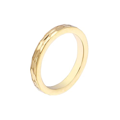 Hochzeit Ringe Gold, Edelstahl 3MM Dünne Ringe mit gehämmertem Muster für Herren/Damen Gold, Größe 60 (19.1) von Mesnt