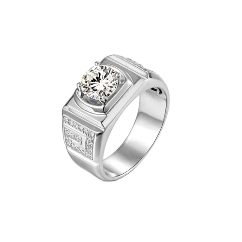Hochzeit Ringe Herren, 14K Weißgold Ring für Männer with Moissanit, Größe 58 (18.5) von Mesnt