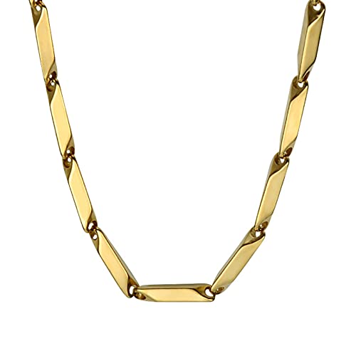 Ketten Edelstahl Für Männer, Damen Halskette Gold, Kette Ohne Anhänger, Halskette mit Stabkette aus Edelstahl, 3mm Kette Gold 55cm von Mesnt