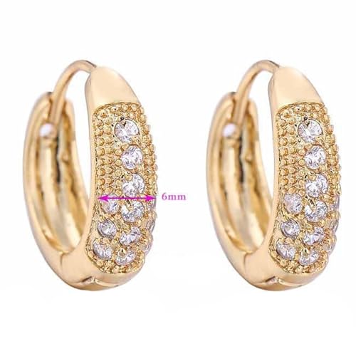 Kreolen Gold, Damen Creolen aus 14 Karat Gelbgold Moissanit in Reifen- und Rundform von Mesnt