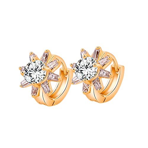 Kreolen Gold, Frauen Creolen aus 9 Karat Gelbgold Moissanit in Reifen- und Blumenform Kreolen Gold, Frauen Creolen aus 9 Karat Gelbgold Moissanit in Reifen- und Blumenform von Mesnt