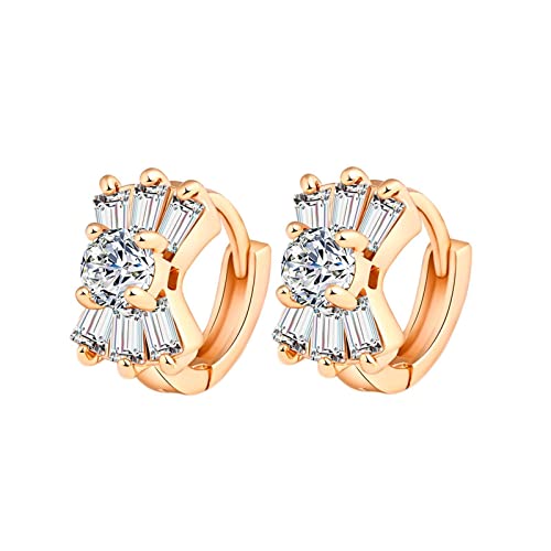 Kreolen Mädchen Gold, Damen Creolen aus 9 Karat Gelbgold Moissanit in Reifen- und Blumenform von Mesnt