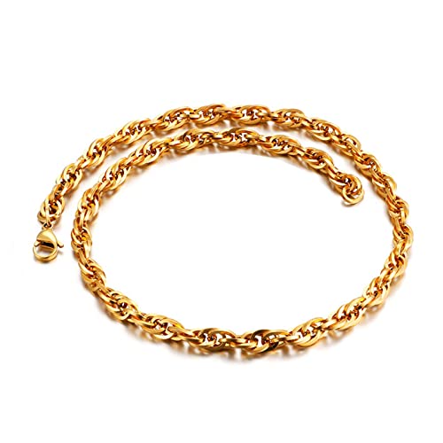 Mesnt 55CM Kette Ohne Anhänger Gold 5mm Singapurkette aus Edelstahl Gold von Mesnt