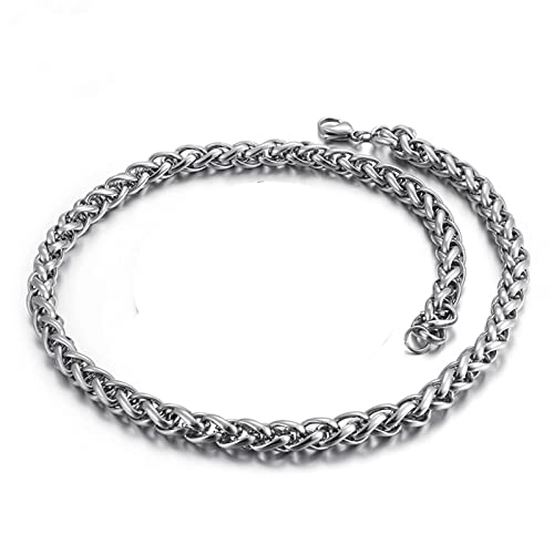 Mesnt 60CM Kette Ohne Anhänger Herren 10mm Weizenkette aus Edelstahl Silber von Mesnt