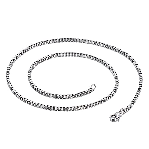 Mesnt 60CM Kette Ohne Anhänger Silber Ketten Edelstahl Herren Kastenkette aus Edelstahl 3mm Silber von Mesnt