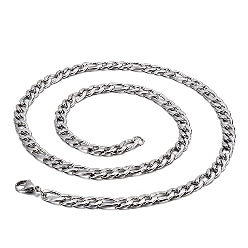 Mesnt 65CM Kette Ohne Anhänger Herren 6mm Einfache Figarokette aus Edelstahl Silber von Mesnt