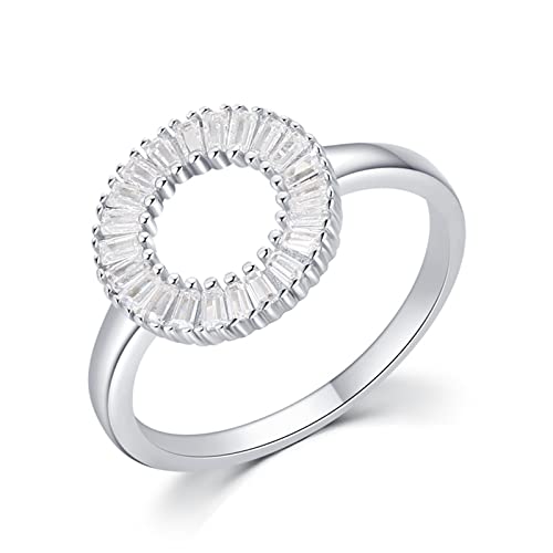 Mesnt 925 Ringe Damen Damen Ringe Silber, Rund mit Luxus Rechteck Cubic Zirkonia Ring Damen Modeschmuck Größe 60 (19.1) von Mesnt