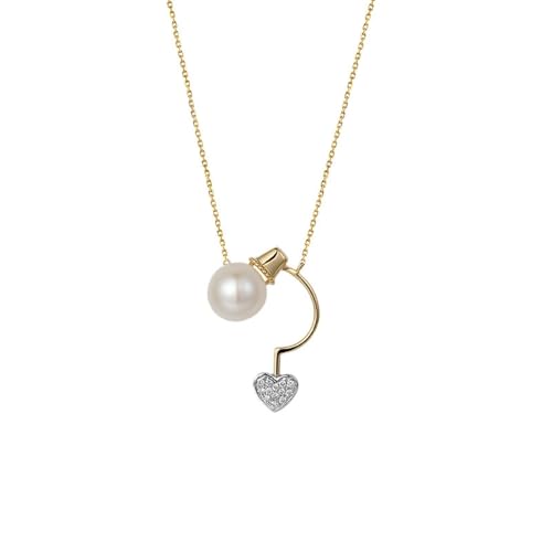 Mesnt Anhänger Halskette, 18K Gelbgold Collier für Damen with 8mm Im Labor hergestellter Diamant 0.066ct von Mesnt