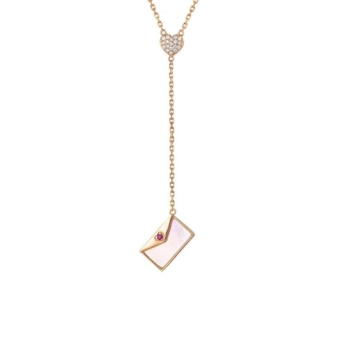 Mesnt Anhänger Halskette Damen, 18K Rotgold Collier für Frauen with Im Labor hergestellter Diamant 0.079ct Mesnt Anhänger Halskette Damen, 18K Rotgold Collier für Frauen with Im Labor hergestellter Diamant 0.079ct von Mesnt