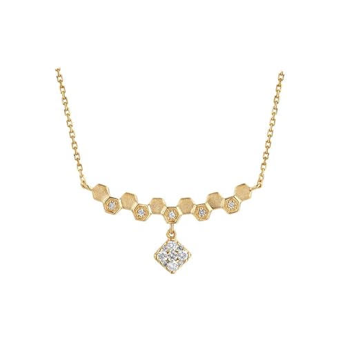 Mesnt Anhänger Halsketten, 18K Gelbgold Collier für Frauen with Im Labor hergestellter Diamant 0.19ct von Mesnt
