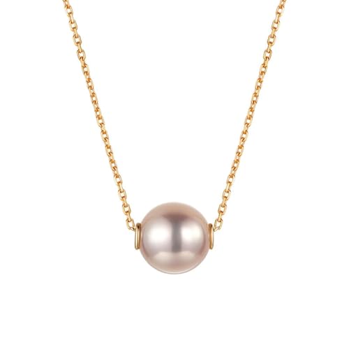 Mesnt Anhänger Halsketten, 18K Gelbgold Halskette für Frauen with 8mm Perle von Mesnt