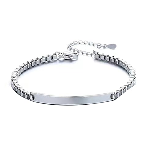 Mesnt Armschmuck Damen Silber, Box Kette mit kleinen Tag Armband für Frauen von Mesnt