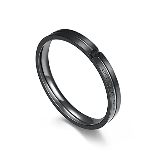 Mesnt Damen Edelstahl Ringe, Schwarz Edelstahl Ringe 4MM Band mit Zirkonia Verlobungsring Frau, Damen Größe 52 (16.6) von Mesnt