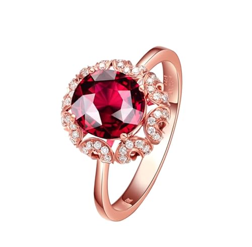 Mesnt Damen Ehering, 18K Rotgold Ring für Frauen with 7.4x7.9mm Turmalin 1.44ct und Im Labor hergestellter Diamant, Größe 49 (15.6) von Mesnt