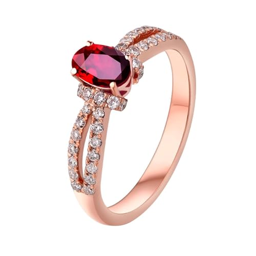 Mesnt Damen Ehering, 18K Rotgold Ring für Frauen with Im Labor hergestellter Rubin 0.99ct und Im Labor hergestellter Diamant, Größe 57 (18.1) von Mesnt