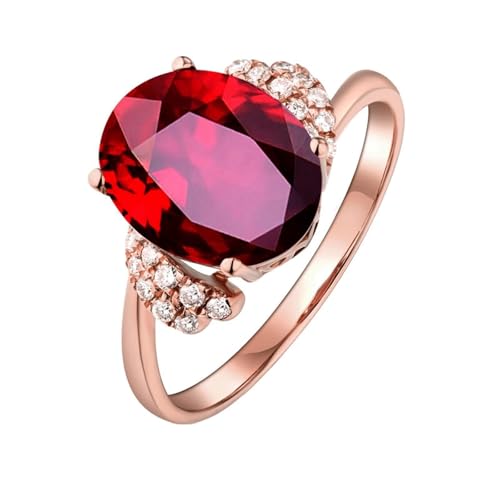 Mesnt Damen Ehering, 18K Rotgold Ring für Frauen with Im Labor hergestellter Rubin 1.2ct und Im Labor hergestellter Diamant, Größe 50 (15.9) von Mesnt