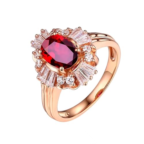 Mesnt Damen Ehering, 18K Rotgold Ring für Frauen with Im Labor hergestellter Rubin 1.2ct und Im Labor hergestellter Diamant, Größe 60 (19.1) von Mesnt