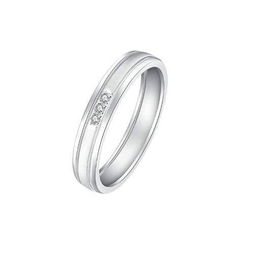 Mesnt Damen Ehering, 18K Weißgold Ring für Damen with Im Labor hergestellter Diamant 0.03ct und Im Labor hergestellter Diamant, Größe 50 (15.9) von Mesnt