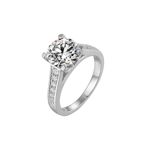 Mesnt Damen Ehering, 18K Weißgold Ring für Damen with Moissanit 2ct, Größe 52 (16.6) von Mesnt