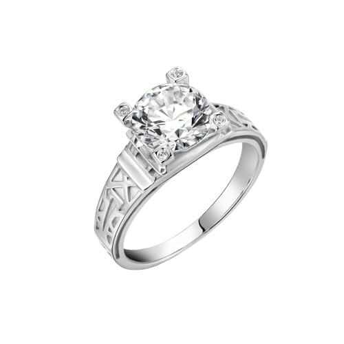 Mesnt Damen Ehering, 18K Weißgold Ring für Damen with Moissanit 2ct, Größe 53 (16.9)/P1308 von Mesnt