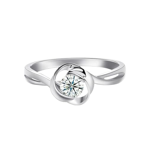 Mesnt Damen Ehering, 18K Weißgold Ring für Frauen with 4.5mm Im Labor hergestellter Diamant, Größe 57 (18.1) von Mesnt