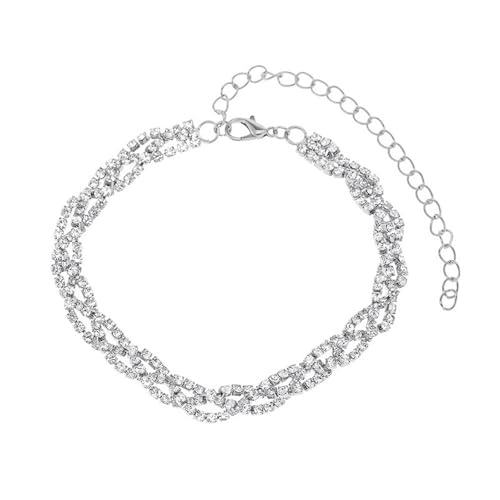 Mesnt Damen Fußkette, Silber Verdrehte Tenniskette Fußschmuck für Frauen für Sommer Strand, Länge: 21.8+10CM Mesnt Damen Fußkette, Silber Verdrehte Tenniskette Fußschmuck für Frauen für Sommer Strand, Länge: 21.8+10CM von Mesnt