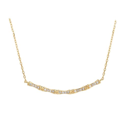 Mesnt Damen Halskette Gold, 18K Gelbgold Collier für Damen with Im Labor hergestellter Diamant 0.15ct von Mesnt