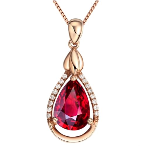 Mesnt Damen Halskette Rosegold, 18K Rotgold Collier für Frauen with 6.9x10mm Turmalin 1.35ct und Im Labor hergestellter Diamant Mesnt Damen Halskette Rosegold, 18K Rotgold Collier für Frauen with 6.9x10mm Turmalin 1.35ct und Im Labor hergestellter Diamant von Mesnt