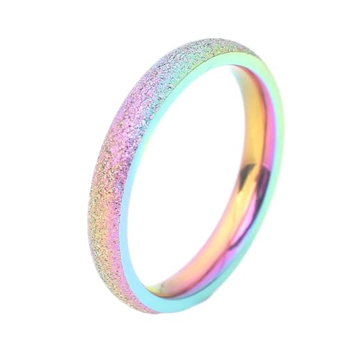 Mesnt Damen Ringe Edelstahl, Mattiert Bands Ring 4MM aus Chirurgenstahl für Frauen Bunt, Größe 49 (15.6) von Mesnt