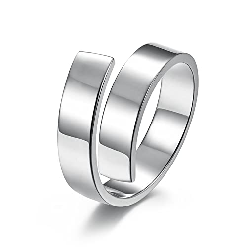 Mesnt Damenring Silber, Goth Ringe Damen, Ring Mit Verschlungenen Öffnungsbändern Ring aus Edelstahl Silber Größe 62 (19.7) von Mesnt