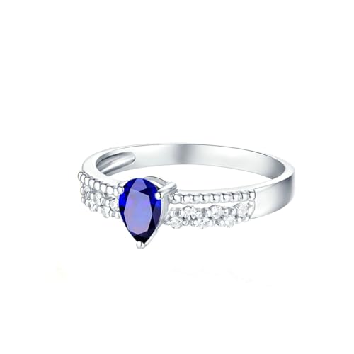 Mesnt Damenring Weissgold, 18K Weißgold Ring für Damen with Im Labor hergestellter Saphir 0.51ct und Im Labor hergestellter Diamant, Größe 54 (17.2) von Mesnt