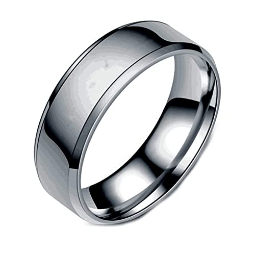 Mesnt Edelstahl Ringe Herren Silber, Edelstahl Ring 6MM Komfort fit Hochzeit Ring Personalisiert, Silber Größe 60 (19.1) von Mesnt