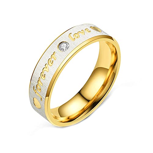 Mesnt Edelstahlringe Herren Gold, Edelstahl Ring 6MM Forever Love Hochzeit Ring Herren Größe 60 (19.1) von Mesnt