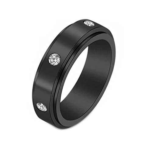 Mesnt Edelstahlringe Herren Set, Zirkonia Stress Relief Fidget Spinner Ring Schwarz Größe 57 (18.1) von Mesnt