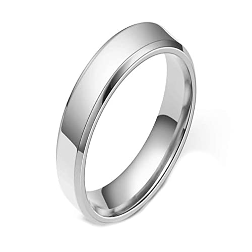 Mesnt Edelstahlringe Herren Silber, Edelstahl Ring 4MM Komfort fit Herren Ringe, Silber Größe 60 (19.1) von Mesnt