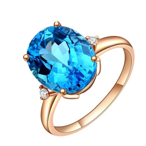 Mesnt Frauen Ehering, 18K Rotgold Ring für Damen with 10x12mm Topas 9ct, Größe 65 (20.7) von Mesnt