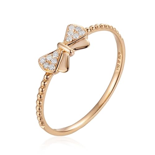 Mesnt Frauen Ehering, 18K Rotgold Ring für Damen with Im Labor hergestellter Diamant 0.05ct, Größe 60 (19.1) von Mesnt