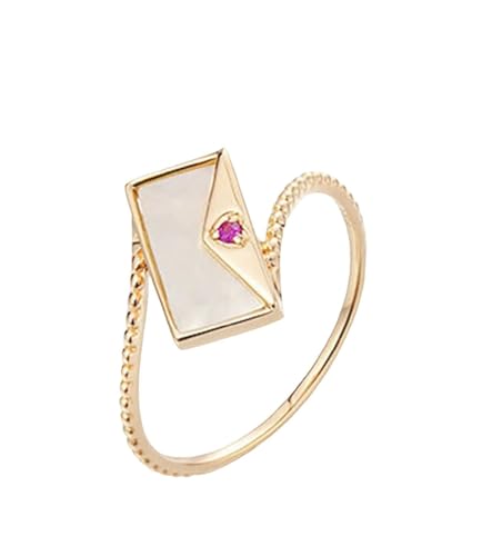 Mesnt Frauen Ehering, 18K Rotgold Ring für Frauen with Im Labor hergestellter Rubin 0.011ct und Weißer Fritillary, Größe 61 (19.4) von Mesnt