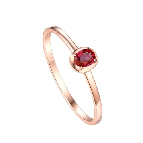 Mesnt Frauen Ehering, 18K Rotgold Ring für Frauen with Im Labor hergestellter Rubin 0.3ct, Größe 52 (16.6) von Mesnt