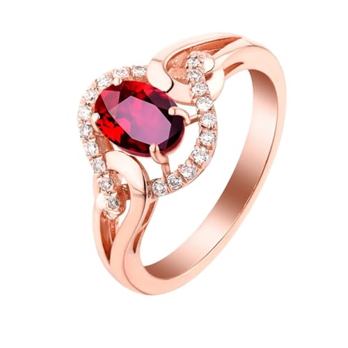 Mesnt Frauen Ehering, 18K Rotgold Ring für Frauen with Im Labor hergestellter Rubin 0.55ct und Im Labor hergestellter Diamant, Größe 53 (16.9) von Mesnt