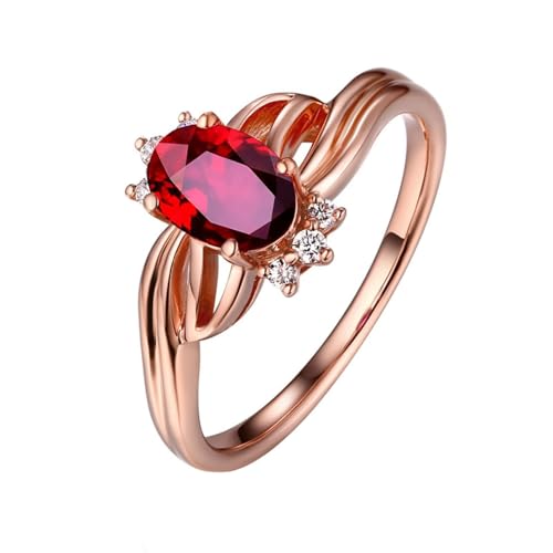 Mesnt Frauen Ehering, 18K Rotgold Ring für Frauen with Im Labor hergestellter Rubin 1.19ct und Im Labor hergestellter Diamant, Größe 62 (19.7) von Mesnt