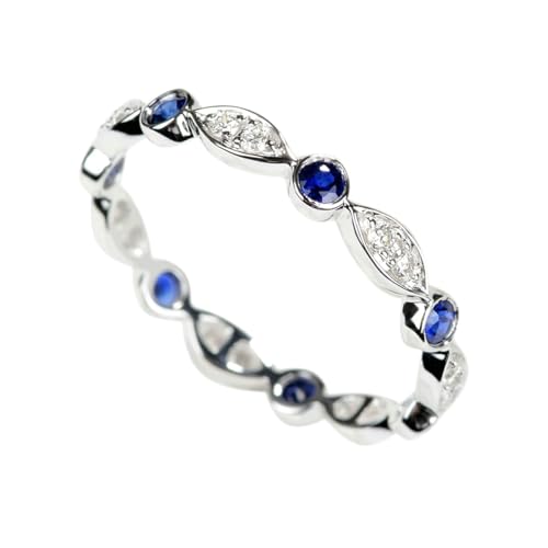 Mesnt Frauen Ehering, 18K Weißgold Ring für Damen with Im Labor hergestellter Saphir 0.25ct und Im Labor hergestellter Diamant, Größe 54 (17.2) von Mesnt