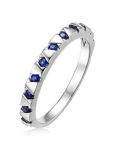 Mesnt Frauen Ehering, 18K Weißgold Ring für Frauen with Im Labor hergestellter Saphir 0.31ct, Größe 62 (19.7) von Mesnt